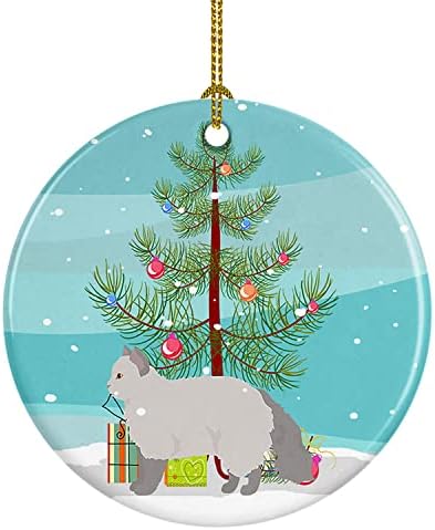 אוצרות קרוליין CK4708CO1 SELKIRK רקס 2 חתול קישוט קרמיקה לחג המולד, קישוטים לעץ חג המולד, קישוט תלוי לחג המולד,