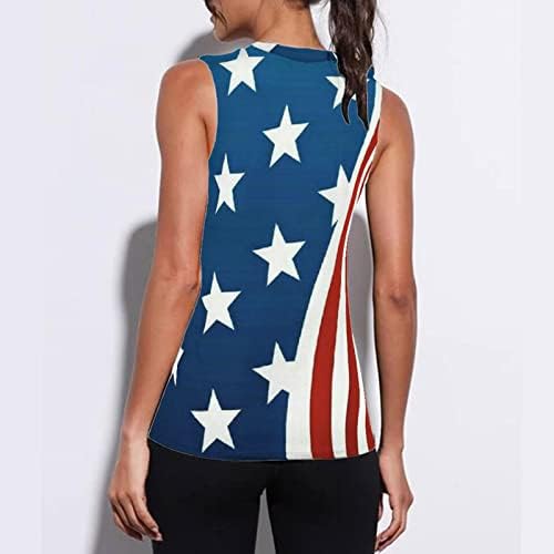 גופיות גרפיות נשים בקיץ צמרות פטריוטיות במצוקה אמריקאית חולצת הדפסת דגל אמריקאית צוואר צוות צוואר