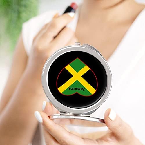 ג ' מייקה דגל לב קומפקטי כיס מראה נייד נסיעות קוסמטי מראה מתקפל דו צדדי 1 פעמים/2 פעמים מגדלת