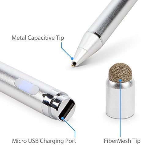 עט חרט בוקס גרגוס תואם ל- Asus Zenbook Flip 14 UX461FA - חרט פעיל אקטיבי, חרט אלקטרוני עם קצה עדין אולטרה - מכסף