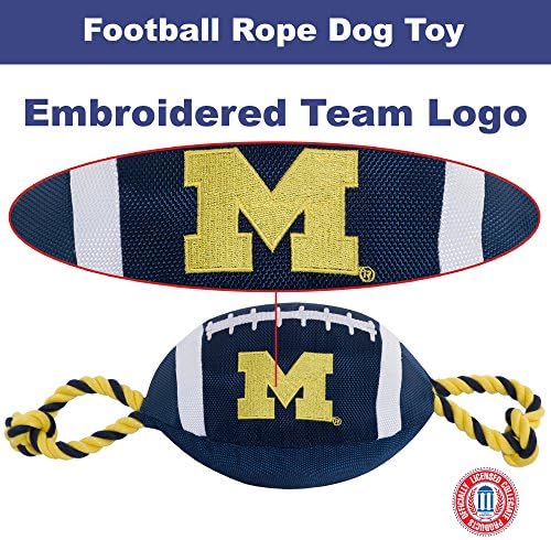חיות מחמד ראשונות NCAA מישיגן וולברינס צעצוע של כלבי כדורגל, חומרי ניילון באיכות קשה, חבלים משיכה חזקים, חריקים