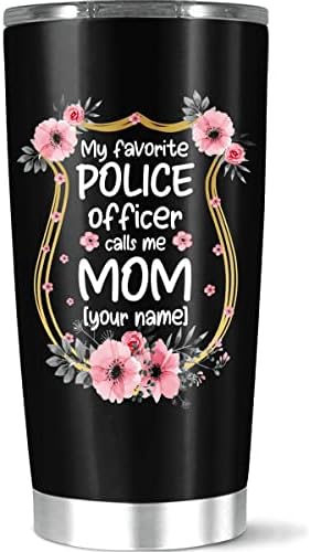 קלנארם כוס מותאם אישית, שם מותאם אישית קצין המשטרה האהוב עלי קורא לי אמא ציטוט, מתנה לנשים אם ביום הולדת,