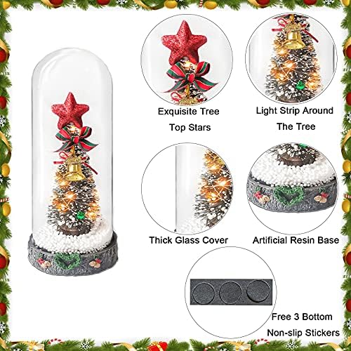 עץ חג המולד בכיפת זכוכית עם אורות LED, עצי חג המולד מיני קישוטים לחג המולד לחדר, מתנות חג המולד עיצוב