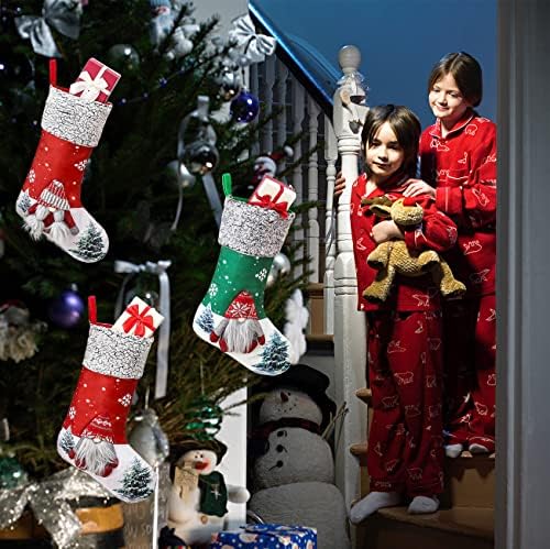 גרבי חג המולד של LSXD, גודל גדול בגודל 18 מגרש חג המולד סט של 3 סנטה, איש שלג, איילים, ציוד למסיבות קישוטי