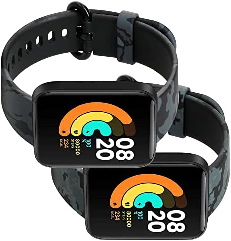 KWMobile TPU Silicone Watch Strap תואם ל- Xiaomi Mi Watch Lite/Redmi Watch - 2x להקה - הסוואה שחור/ירוק