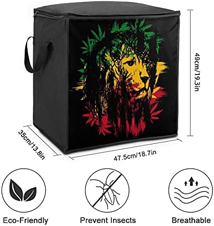 Rasta Lion גדול שקית אחסון שקית אחסון מארגן רוכסן קופסת רוכסן על גבי כרית בגדים