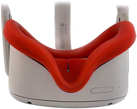 טאטאקו VR כרית עיניים של כיסוי סיליקון ל- Oculus Quest 2-חסין זיעה, אטום אור, לא החלקה, אדום רחיץ