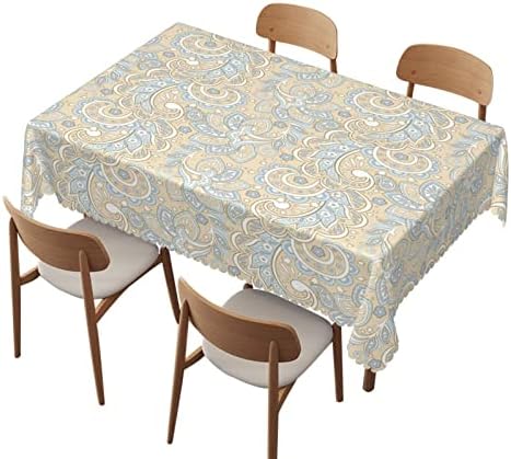 מפת שולחן בדוגמת פייזלי בגודל 60 על 84 אינץ', בגדי שולחן מלבניים לשולחנות בגובה 4 רגל - עמיד למים כתם עמיד בפני
