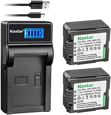 סוללה של קסטאר 2-חבילה ו- LCD3 החלפת מטען USB לפאנאסוניק VW-VBG070, VW-VBG130, VWVBG260 ו- SDR-H40,