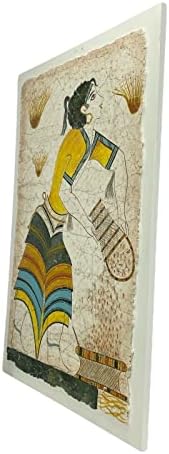 מינואן גירל קרוקוס זעפרן קוטב פרסקו אמיתי 1550 B.C צביעת קיר מוזיאון עותק