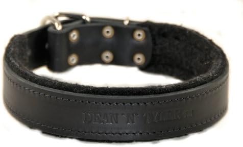 דין וטיילר D&T צווארון כלבים - חומרת ניקל - שחור - גודל 18 x 1 1/2 רוחב. מתאים לגודל הצוואר 16 אינץ 'עד