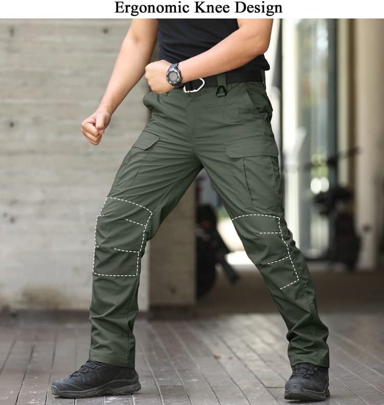 מכנסיים טקטיים חיצוניים של Navekull גברים משקל קל משקל טיולים צבאים עבודה מכנסי מטען עם 9 כיסים