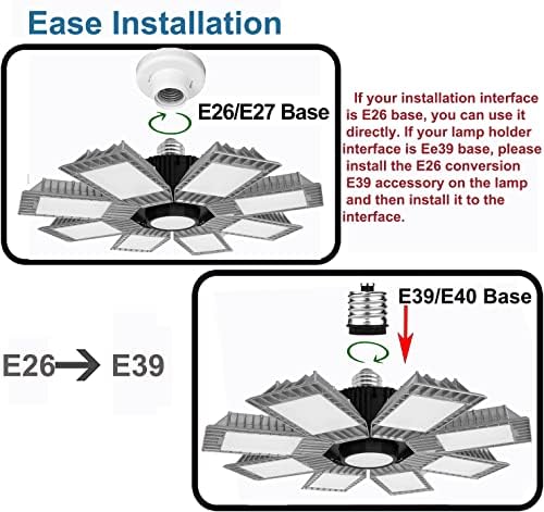 LED Codauful E39/E26 נורות 8 לוחות 300W אורות מוסך LED עם נורות E39/E26 85-277V, אור למחסן רטוב מחסן מגורים