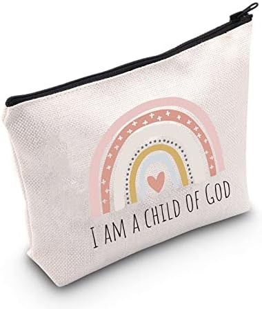 Pofull נוצרי הצלה ציטוט מתנה מתנה לבת מתנות לנשים אני ילד של אלוהים שקיות קוסמטיות מתנה טבילה