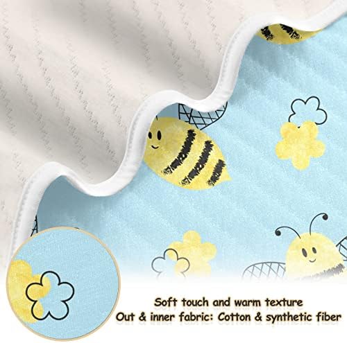 שמיכת דבורים חמודות חמודות שמיכות כותנה לתינוקות, קבלת שמיכה, שמיכה רכה משקל קלה לעריסה, טיולון,