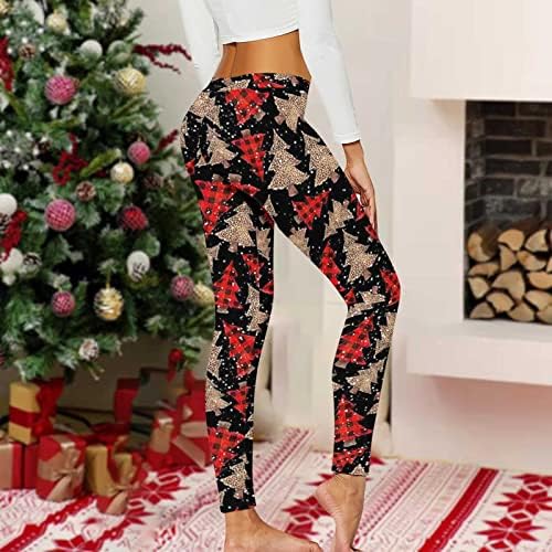 מכנסי יוגה שורתיים נשים מותניים גבוהות בקרת בטן סנטה פס פס חותלות לחג המולד של אימון לחג המולד