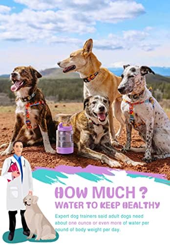 בקבוק מים לנסיעות לכלבים 77 עוז עם קערת שתייה נשלפת, מתקן קערת מים לכלבים נייד המתאים לכלבים גדולים,