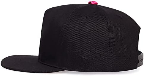 יוניסקס שטוח ביל בייסבול כובעים, מתכוונן סנאפבק כובע, חטיף סופגנייה רקמה שחור