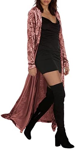 מעילי חורף נשים נשים אופנה מעיל מזדמן קטיפה קטיפה מעיל אלסטי רופף בכיס קרדיגן מעיל מזדמן