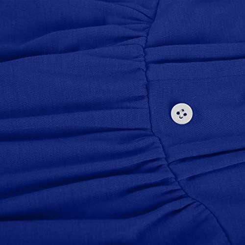 צמרות טוניקה של שרוול מזדמן של נשים צוואר צוואר צוואר אופנדי כפתורי צוואר חולצות טיול חולצות