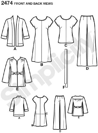 פשטות אשכולות מגזין דפוס 2474 נשים של שמלה או למעלה, מכנסיים, מעיל, צעיף, לסרוג קרדיגן גודל 10-18