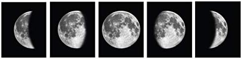 5 חתיכות ירח קיר תפאורה - שחור ולבן בד הדפסת יצירות אמנות ירח ירח קיר אמנות מופשט הדפסי פוסטר עבור משרד