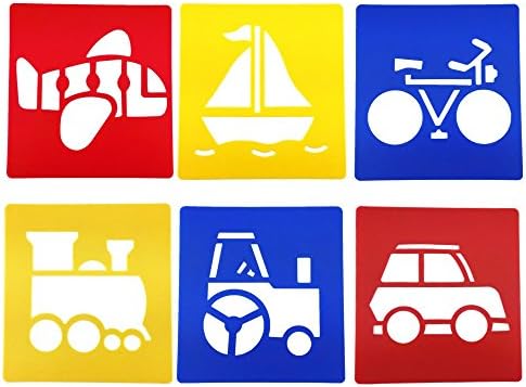 יוטון חבילה של 6 מגוון צבע תנועה מערכת רכב ציור ציור שבלונות תבניות עבור ילד קרפט, בית ספר פרויקט
