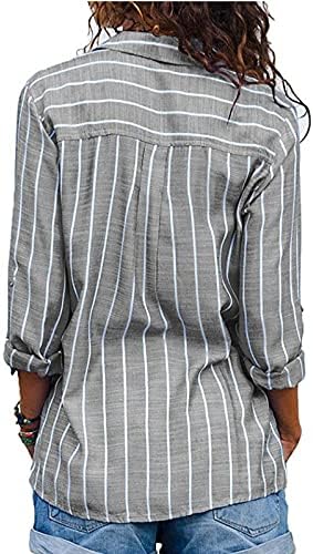 נשים פסים צווארון חולצה 2023 אביב אופנה ארוך שרוול כפתור למטה חולצות מתגנדר עבודה חולצות רופף פסים