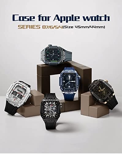 ערכת שינוי סיבי פחמן של Houcy ， עבור Apple Watch 8 Ultra 45 ממ רצועת גומי פלואור ， מארז פחמן עבור iwatch