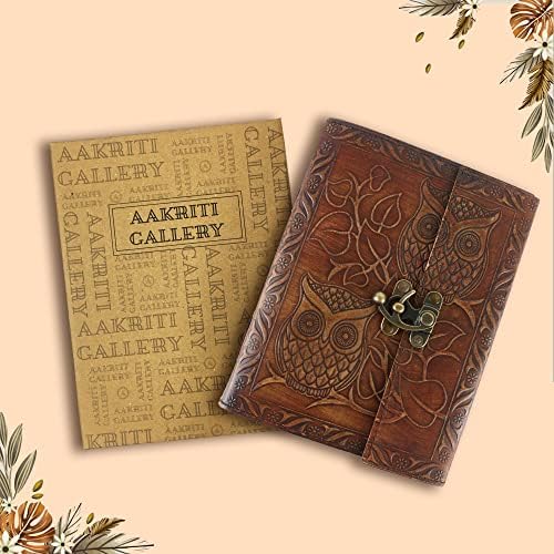 Aakriti Leather Journal ניתנת למילוי נייר מחברת בעבודת יד מחברת כותנה יומן מרופד לנשים גברים וינטג 'סגירת עור