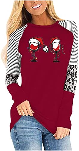 צמרות אימון נשים צוואר מתוק סנטה קלאוס סוודר סוודר חדר כושר יולדות מזדמן רופף לנשים