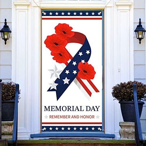 זיכרון יום דלת כיסוי זכור וכבוד אמריקאי פטריוטית חג דלת באנר רקע בית משרד מרפסת קישוט