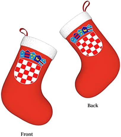 Cutedwarf סמל לאומי של קרואטיה גרב חג המולד של חג המולד קישוט קלאסי 18 אינץ