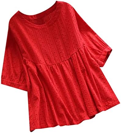 צמרות פשתן כותנה בגודל פלוס לנשים חולצת טוניקה מזדמנת של שרוול קיץ קיץ חולצות טוניקה מזדמנות טרנדיות נוחות