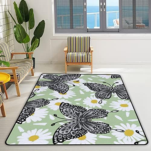 זוחל שטיח מקורה משחק שטיח פרפרים פרחים קמומיליים לסלון חדר שינה משתלת חינוכית חינוכית שטיחים שטיחים 72x48in