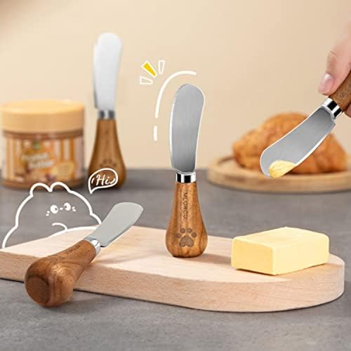 סט סכין מפיץ חמאת גבינה סט עומד על סכין 4 מחשב אביזרים של חרסייני נירוסטה סכינים מפזר אנכי עם ידית עץ