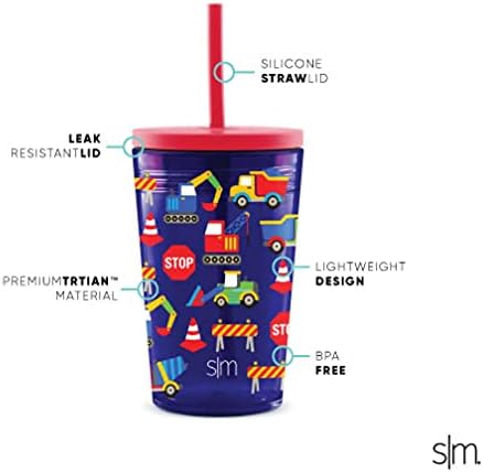 כוס פעוט מודרנית פשוטה כוס טריטן ללא פלסטיק עם מכסה קש סיליקון / לשימוש חוזר ועמיד לילדים, בנים, בנות / קולקציה