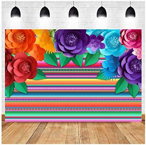 פס צבעוני נייר פרח פיאסטה מקסיקני נושא צילום תפאורות 7 * 5 רגל ויניל סינקו דה מאיו קרנבל פסטיבל יום הולדת תמונה