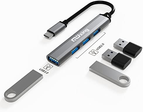 Mwzing USB C 4-in-1 מתאם דונגל אולטרה-דק למחשב נייד, מחשב, מק, טלפון נייד