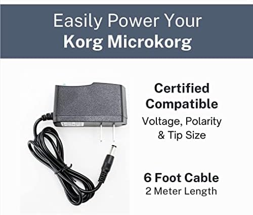 מתאם אספקת החשמל של Zawdio 9V עבור Korg Microkorg - כבל 6 רגל - החלפת Ka183