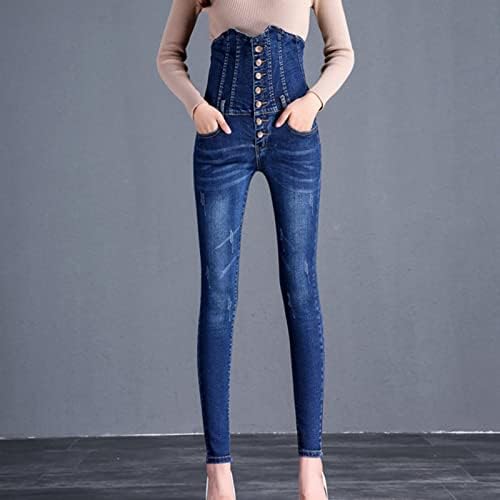 Maiyifu-GJ נשים מחוך מותניים ג'ינס דקיקות בקרת בטן פליס מכנסי ג'ינס מרופדים מכנסי גוף סקסיים מעצבים רזים