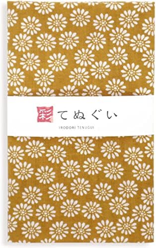 Komesichi irodori יפנית מגבת מסורתית Tenugui חרצית קטנה 12.99 x 34.64 פנימה עם Tenugui iroha