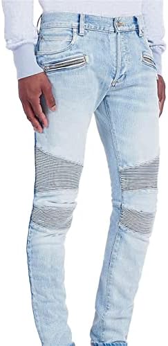 מכנסי רוכסן רזים רזים של Maiyifu-GJ ג'ינס רזים רזים רזה מכנסיים דקיקים רזים מכנסיים מחודדים מוטו מוטו עיפרון במצוקה