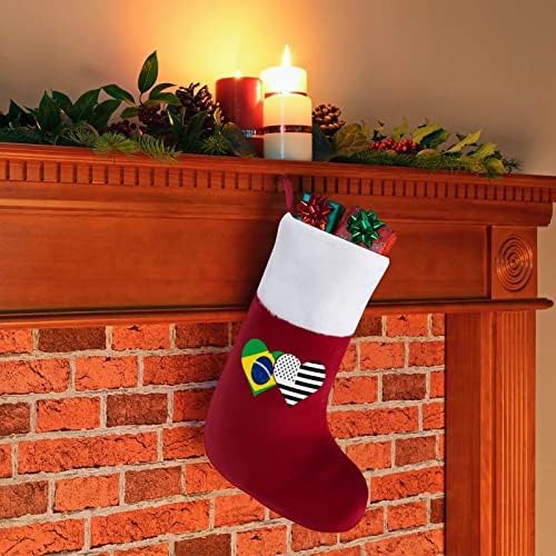דגל אמריקה ברזילאי ושחור אדום גרבי חג לחג המולד של חג המולד קישוטי הבית לאח עץ חג המולד גרביים תלויים