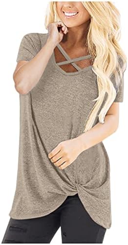 בגדי שרוול קצר של נשים טרנדיות כותנה נגד צוואר רופף חולצה עליונה סתיו תחבושת קיץ חולצה בסיסית
