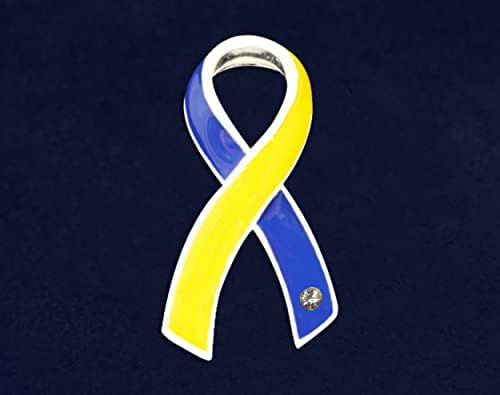 אריזת סיטונאות כחולה וצהוב גדולה סיכות דש דש - סיכת מודעות לסרט כחול וצהוב לתמיכה באוקראינה קונפליקט ומודעות