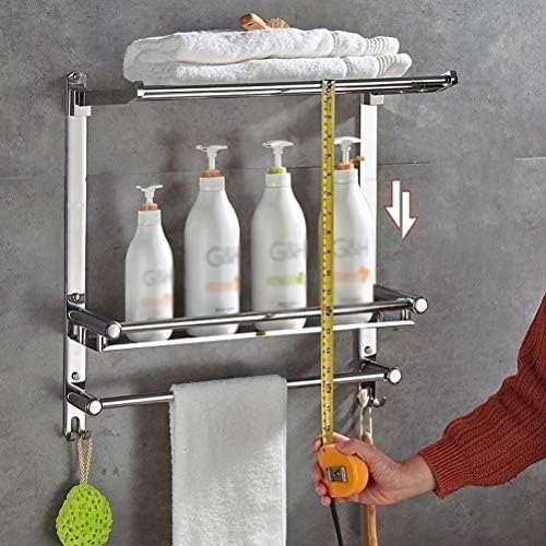 ZHANMAM 3 מדף פינות אמבטיה עם מעקה מגבת ואחסון מקלחת מדפי נירוסטה מדפים קיר 24 אינץ '0118