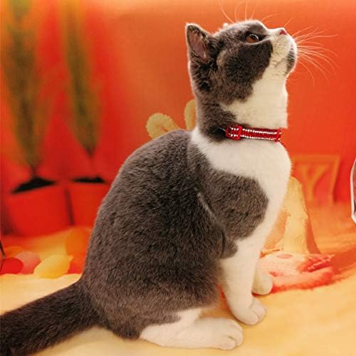 תיין בסיסי מתכוונן חתול צווארון בלינג יהלומי הבדלני עם פעמון עבור חתלתול ילדה ילד
