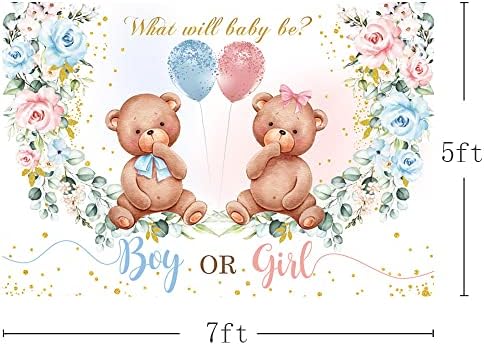 מהופונד 7 * 5 רגל דוב מין לחשוף תינוק מקלחת מסיבת רקע ילד או ילדה סומק ורוד כחול פרחוני צילום רקע מסיבת