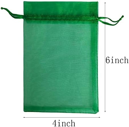 JWENIC 50 ספירה תיק מתנה אורגנזה 4x6 סנטימטר ירוק שרציף בד צחד
